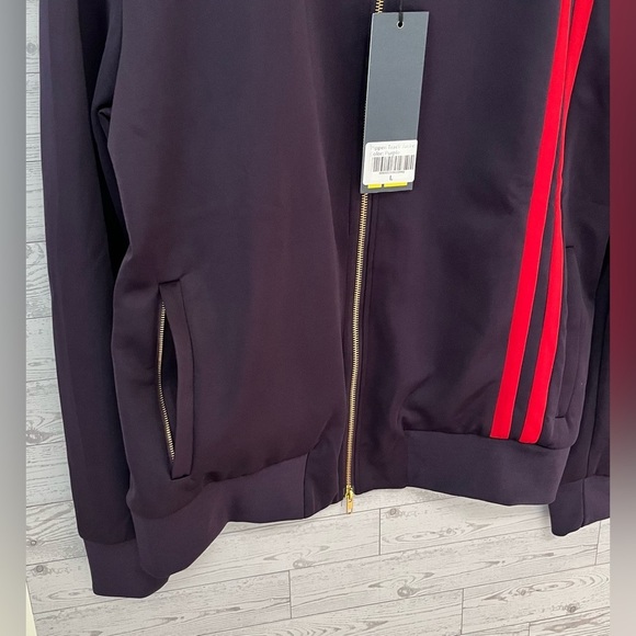 NWT Good Counsel Men's Large Pippen Track Full Zip Jacket Purple w Red Stripes - Picture 8 of 11